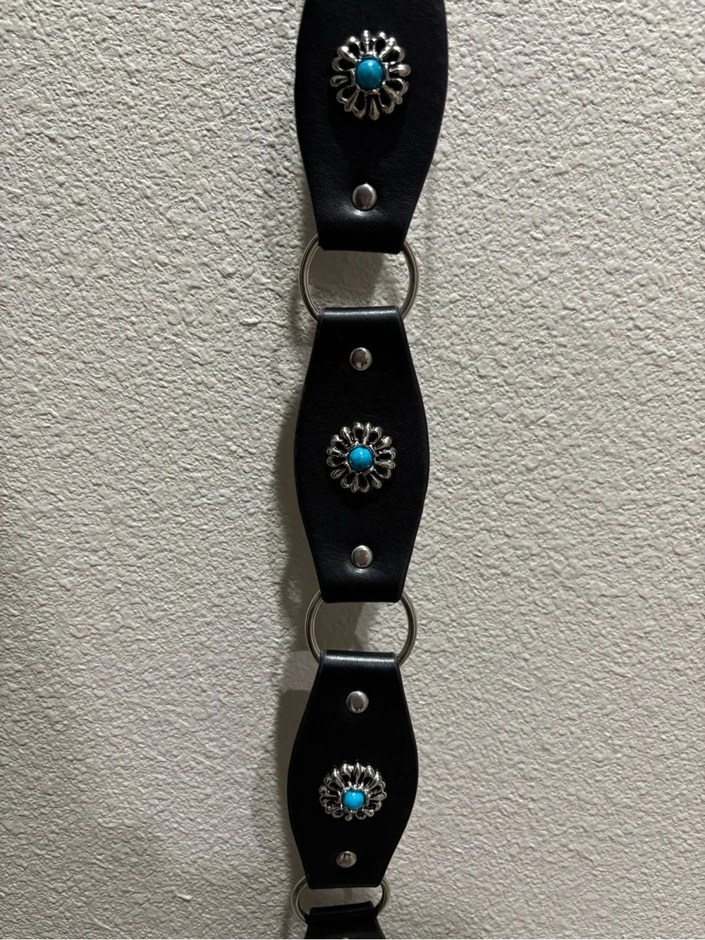 White Mountain Black Belt with Turquoise Accent Conchos